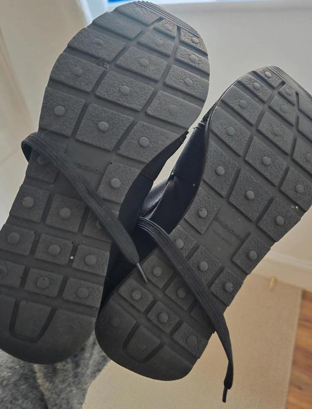 Balenciaga Black Mesh and Leather Sneakers, size UK5, race runner, designer