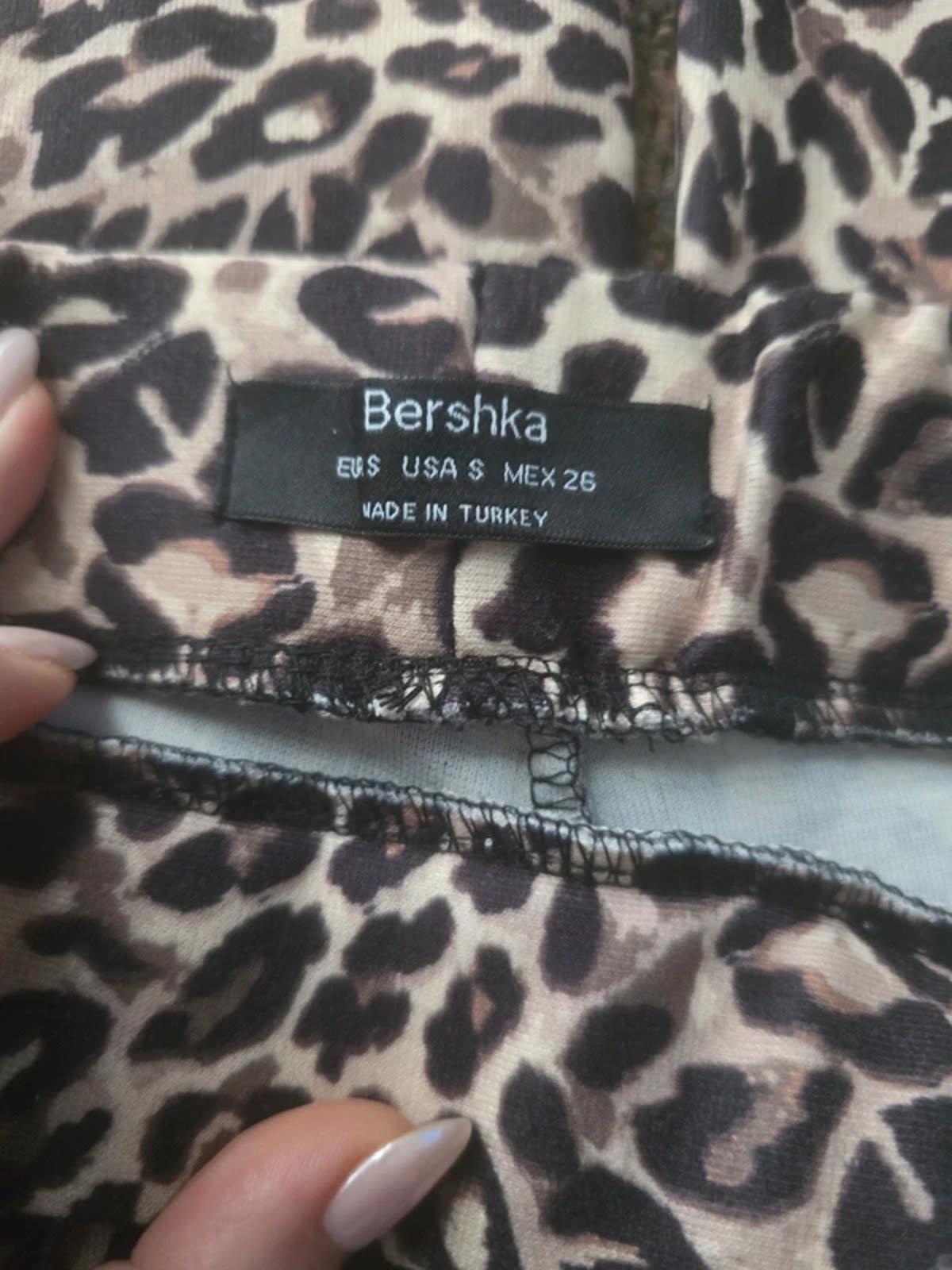Berksha leopard print animal print flared leg jersey stretch trousers size S Y2K
