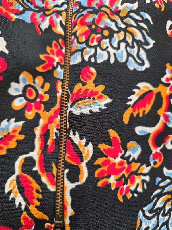 Zara Black Floral miniskirt, gold zipper, size M
