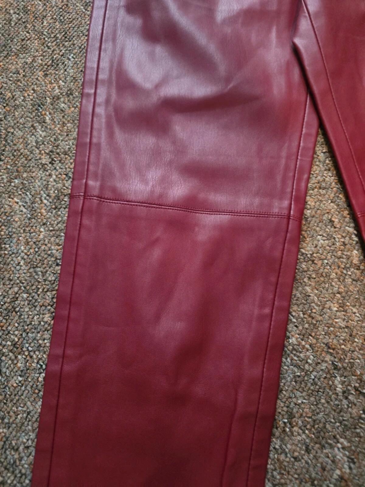 Zara Red Burgundy Faux Leather Leggings Trousers Size S Immaculate Blogger Fave