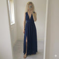 Lulus Navy Heavenly Hues Sleeveless V-Neck Maxi Dress Size XS, side split