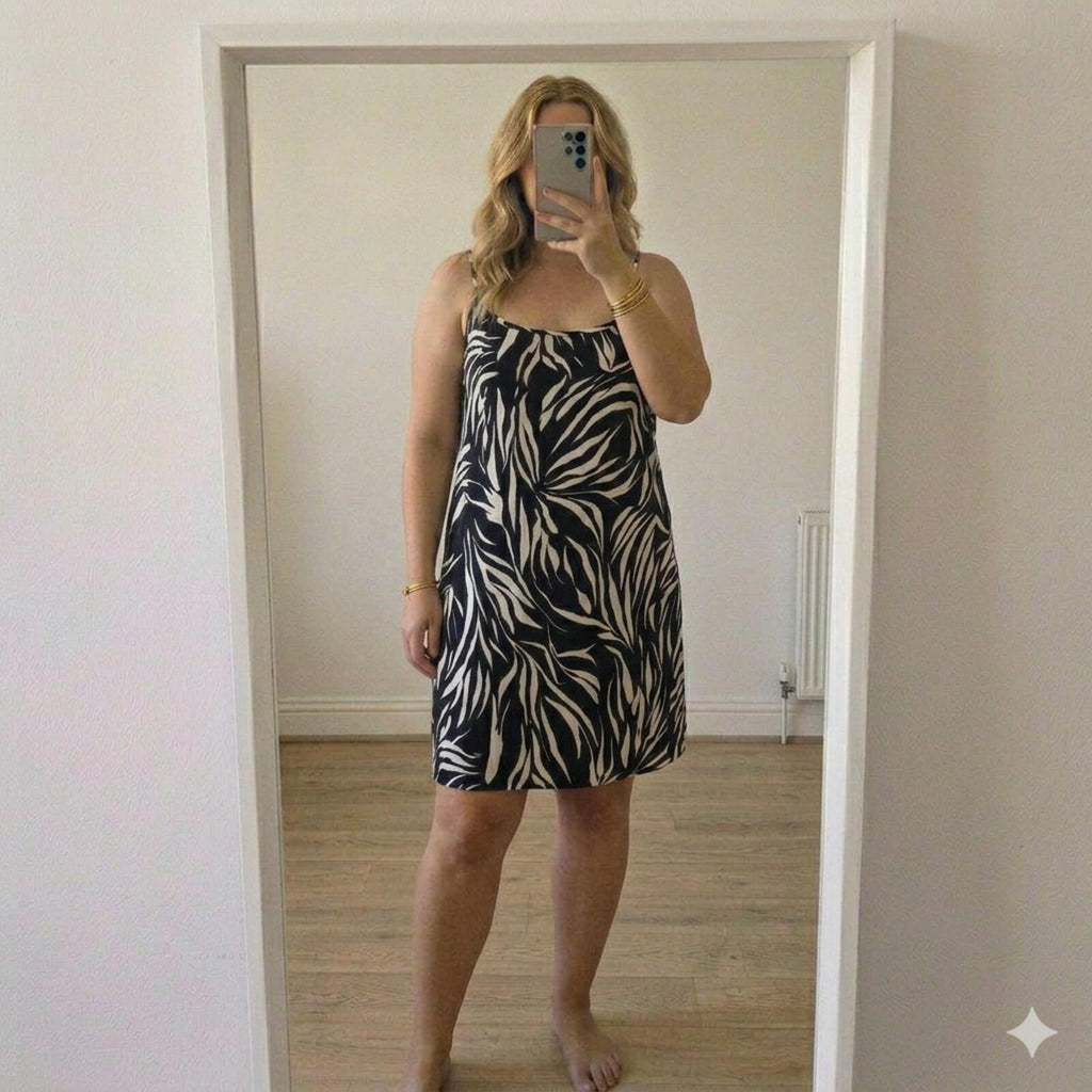 George Black & White Zebra Print Strappy Dress Size 24, summer, lightweight