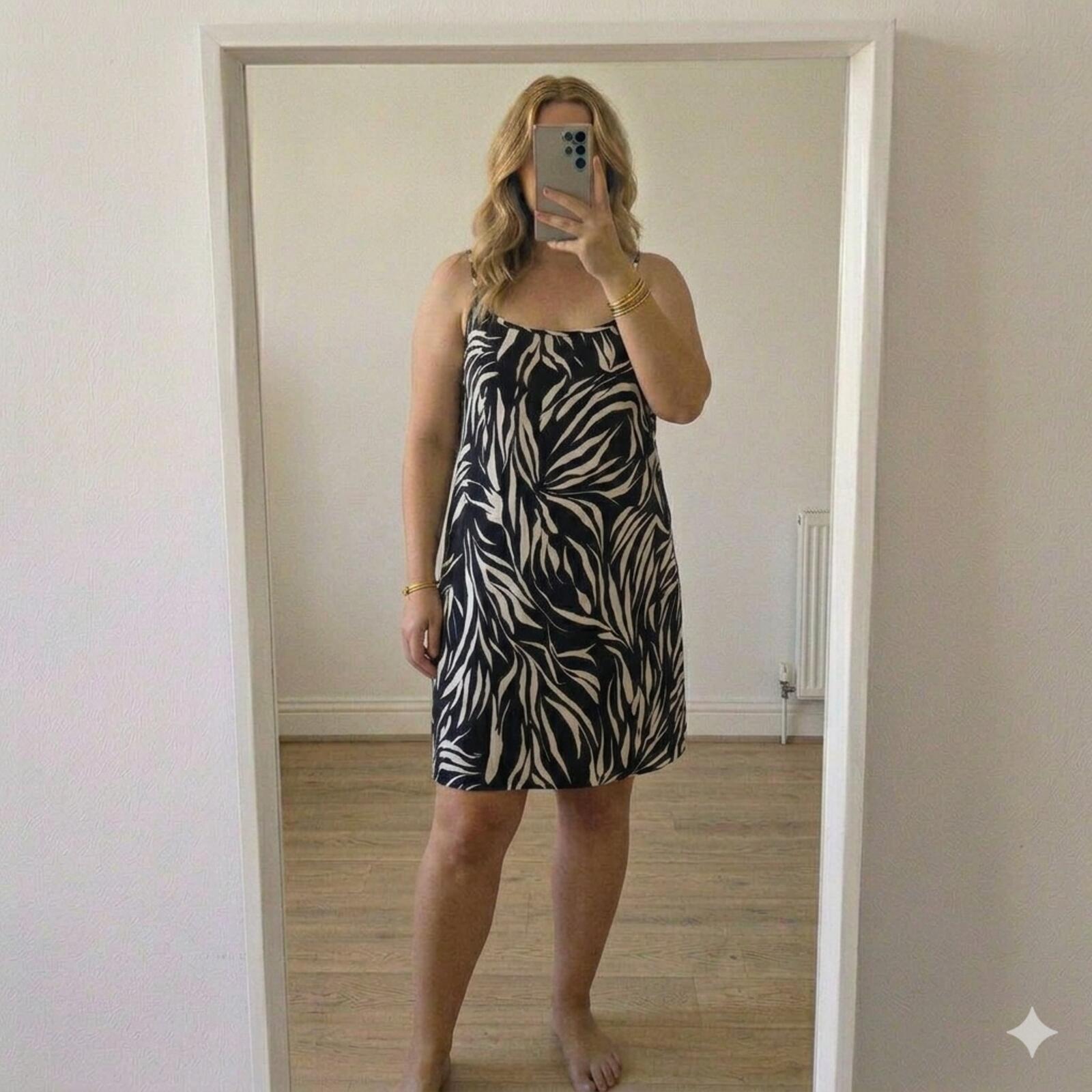 George Black & White Zebra Print Strappy Dress Size 24, summer, lightweight
