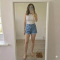Boohoo Light Wash Denim Rolled Hem Shorts UK 14, festival, summer,