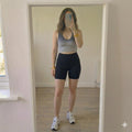 Grey and Black Strappy Sports Bra Crop Top, size S