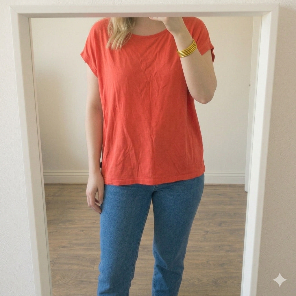 DIDI Pretty Different Coral Short Sleeve Top Size M relaxed fit blouse