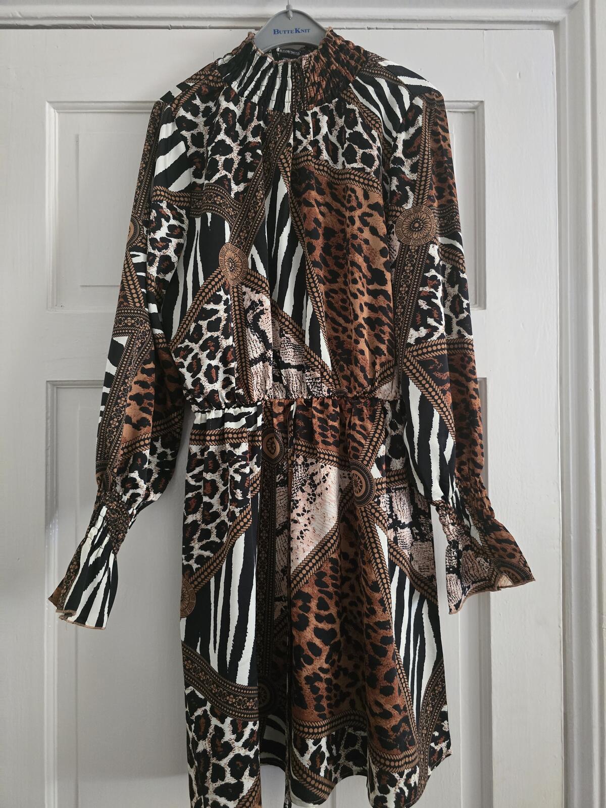 AX Paris Animal Print Long Sleeve Mini Dress, size 10, BNWT, rrp £30