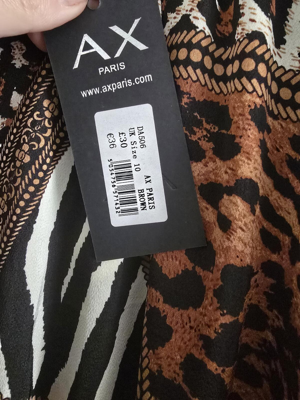 AX Paris Animal Print Long Sleeve Mini Dress, size 10, BNWT, rrp £30