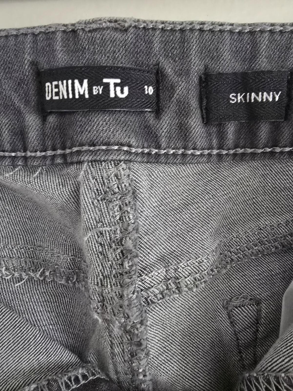 Tu Denim Skinny stretch Jeans with Stud Detail in Grey - Size 10