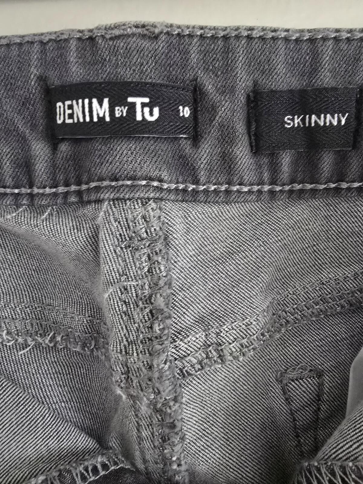 Tu Denim Skinny stretch Jeans with Stud Detail in Grey - Size 10