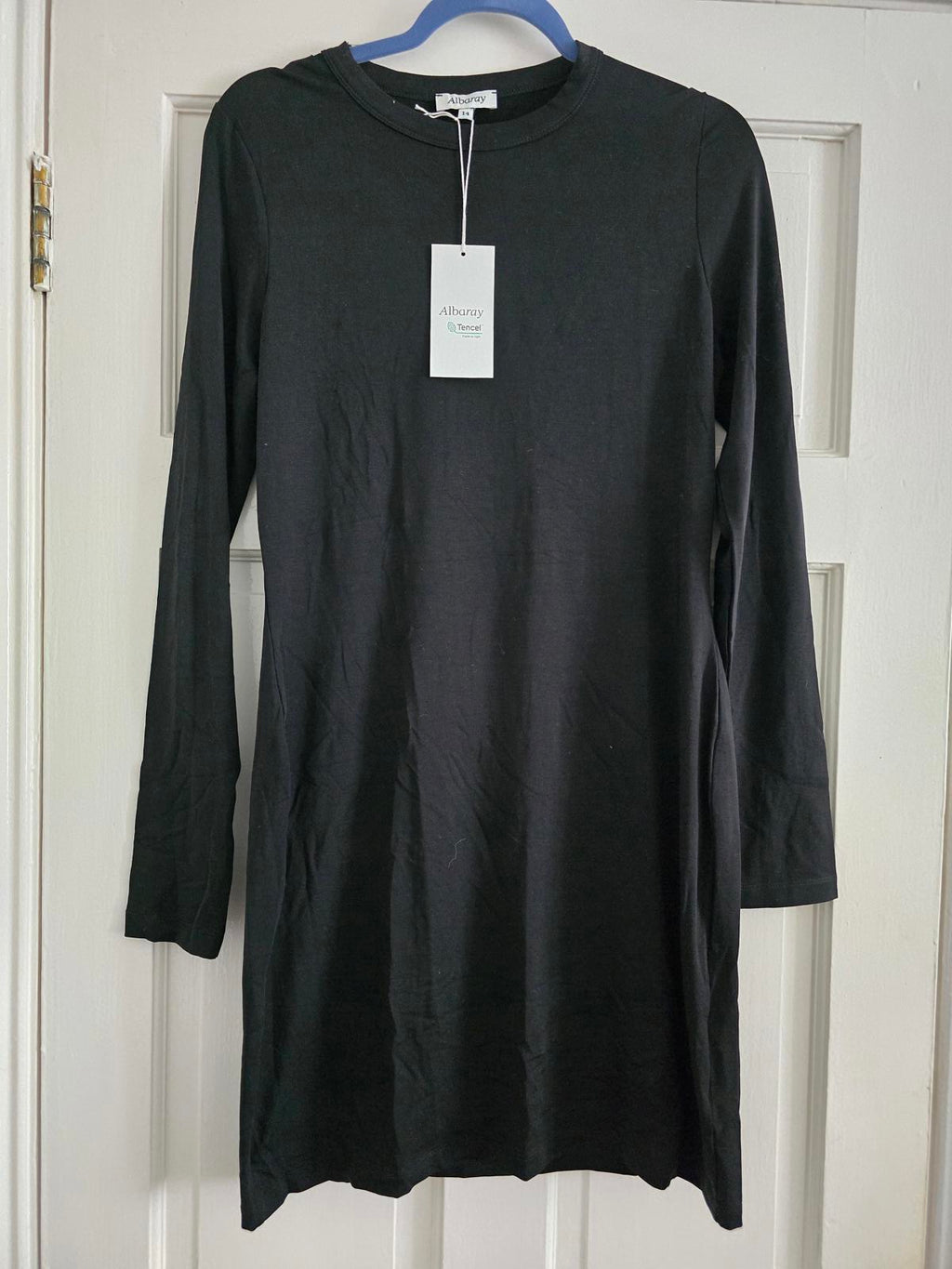Albaray Black Short Jersey Dress, BNWT, Size 14,  rrp £69, Sustainable Tencel