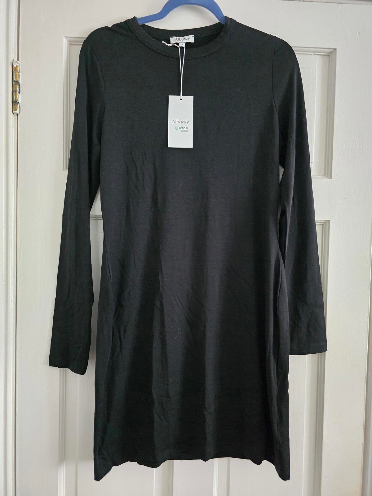 Albaray Black Short Jersey Dress, BNWT, Size 14,  rrp £69, Sustainable Tencel