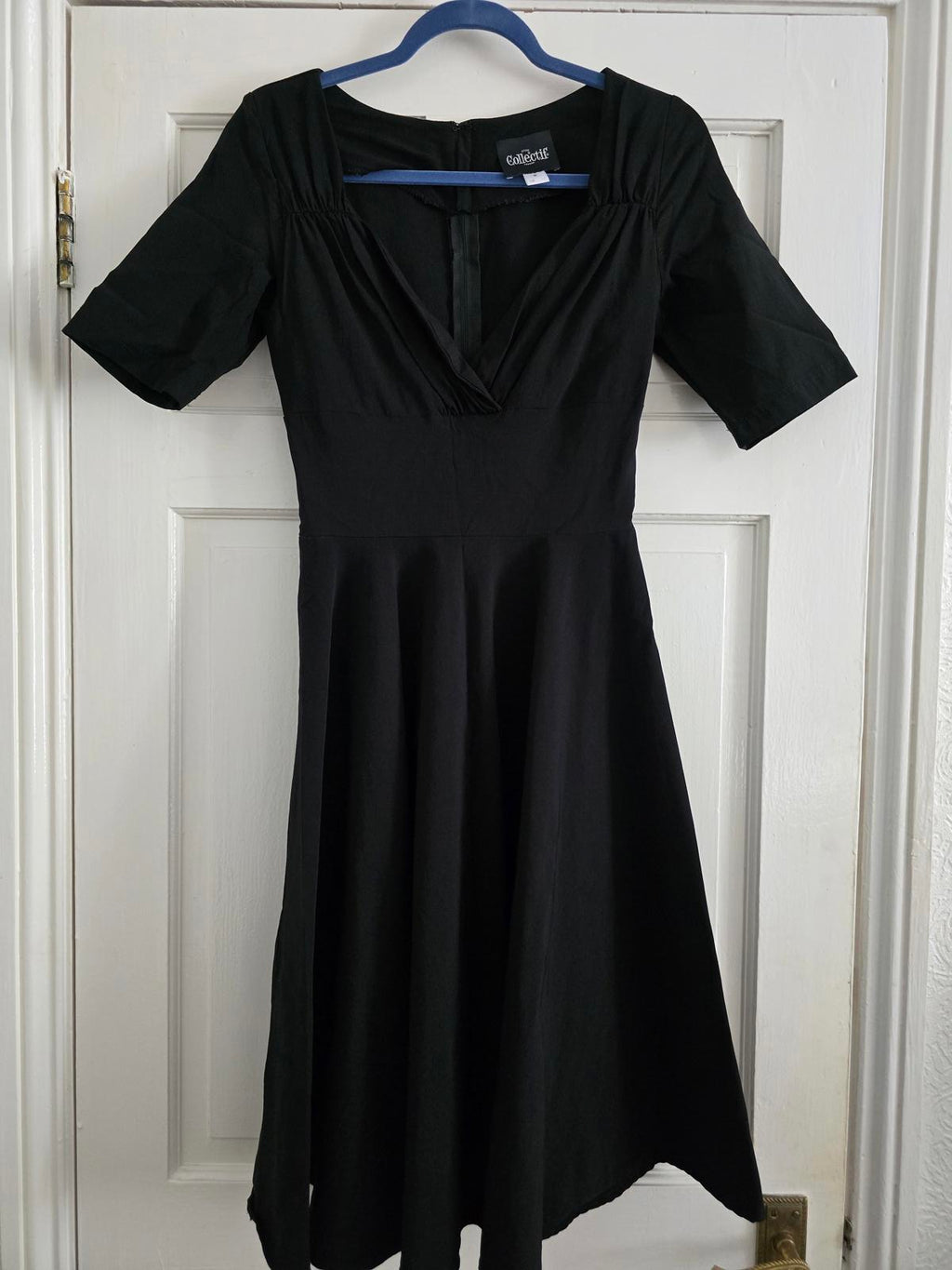 Vintage x Collectif Black Swing Dress, Size 12, Retro 50s Rockabilly, Unique
