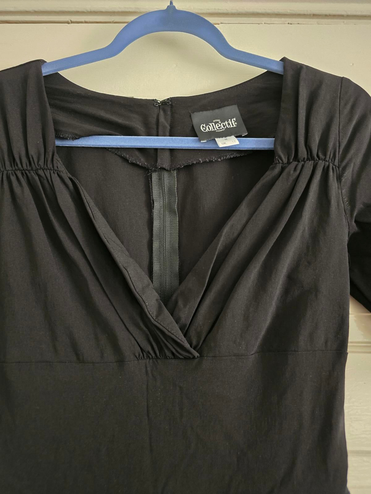 Vintage x Collectif Black Swing Dress, Size 12, Retro 50s Rockabilly, Unique