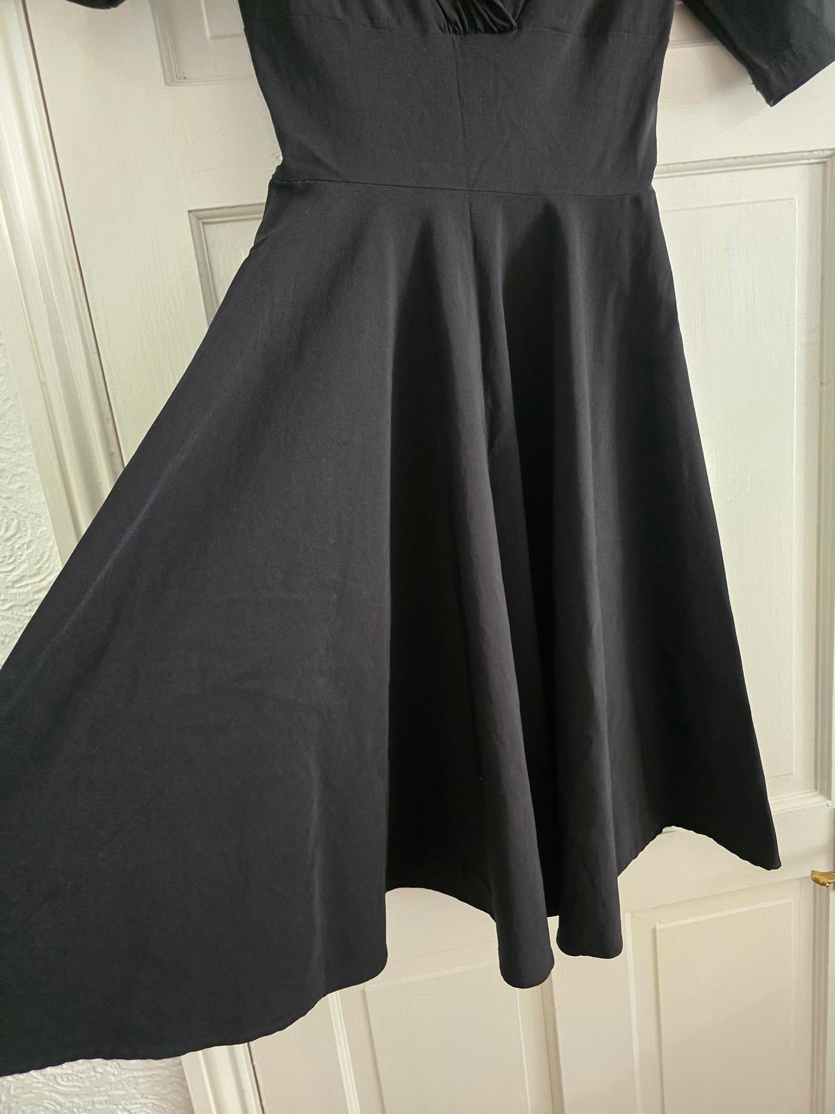Vintage x Collectif Black Swing Dress, Size 12, Retro 50s Rockabilly, Unique