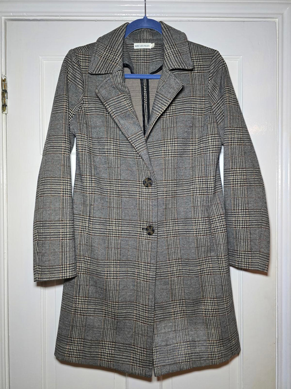 Avec Les Filles Tweed Sigurd Longline Blazer Trench, Brown Tweed, Designer