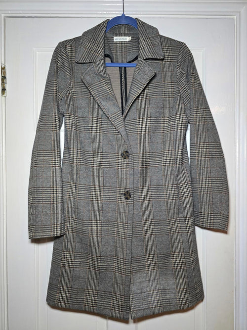 Avec Les Filles Tweed Sigurd Longline Blazer Trench, Brown Tweed, Designer