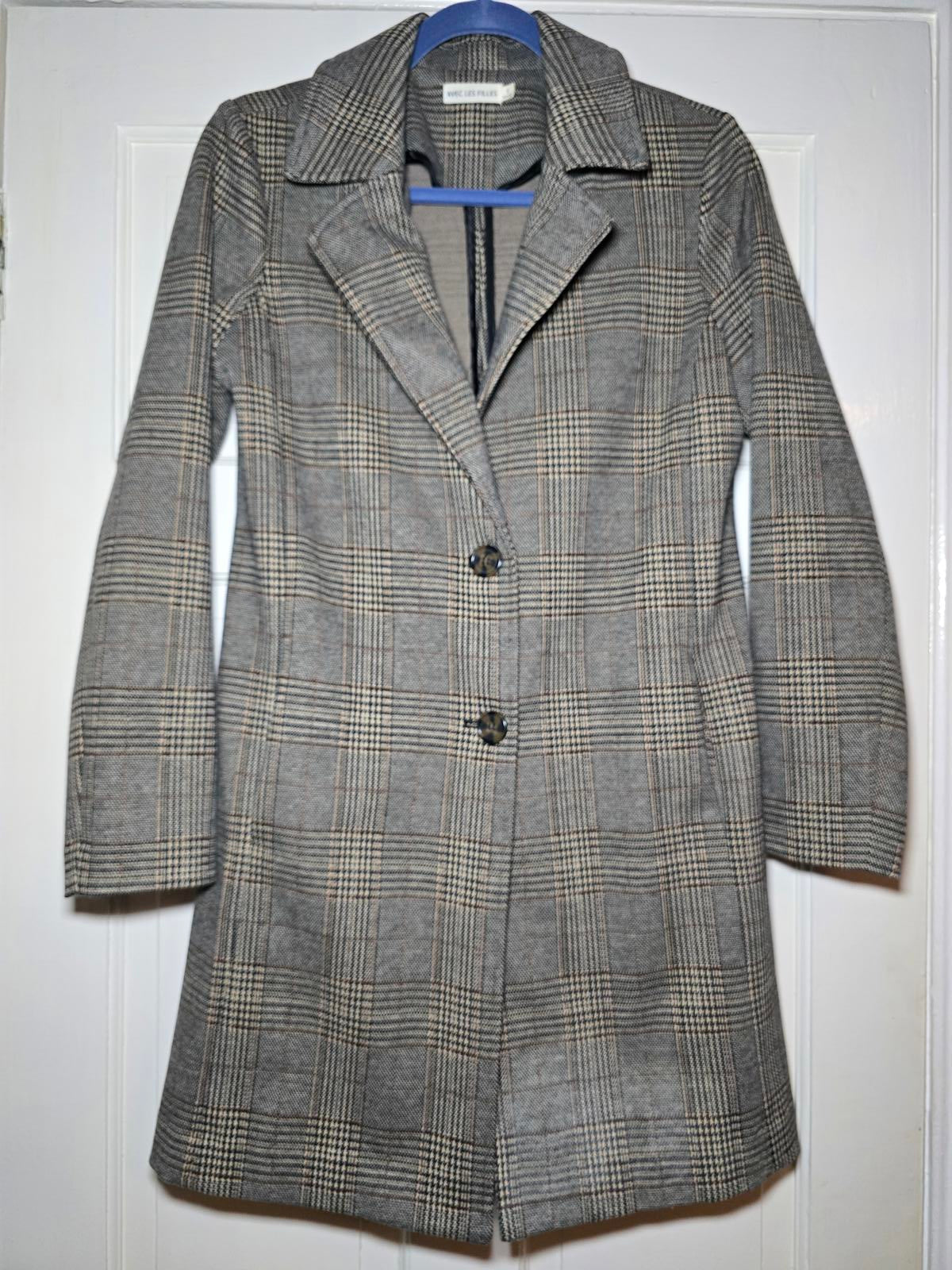 Avec Les Filles Tweed Sigurd Longline Blazer Trench, Brown Tweed, Designer