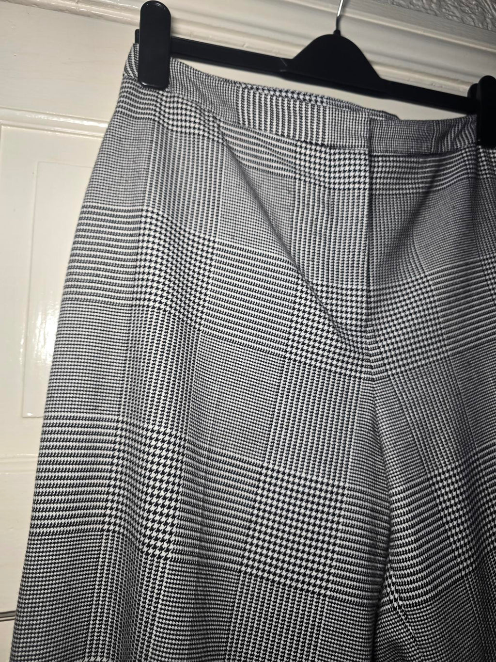 Whistles Houndstooth Check Wide Leg Cropped Trousers, Size 14, Monochrome