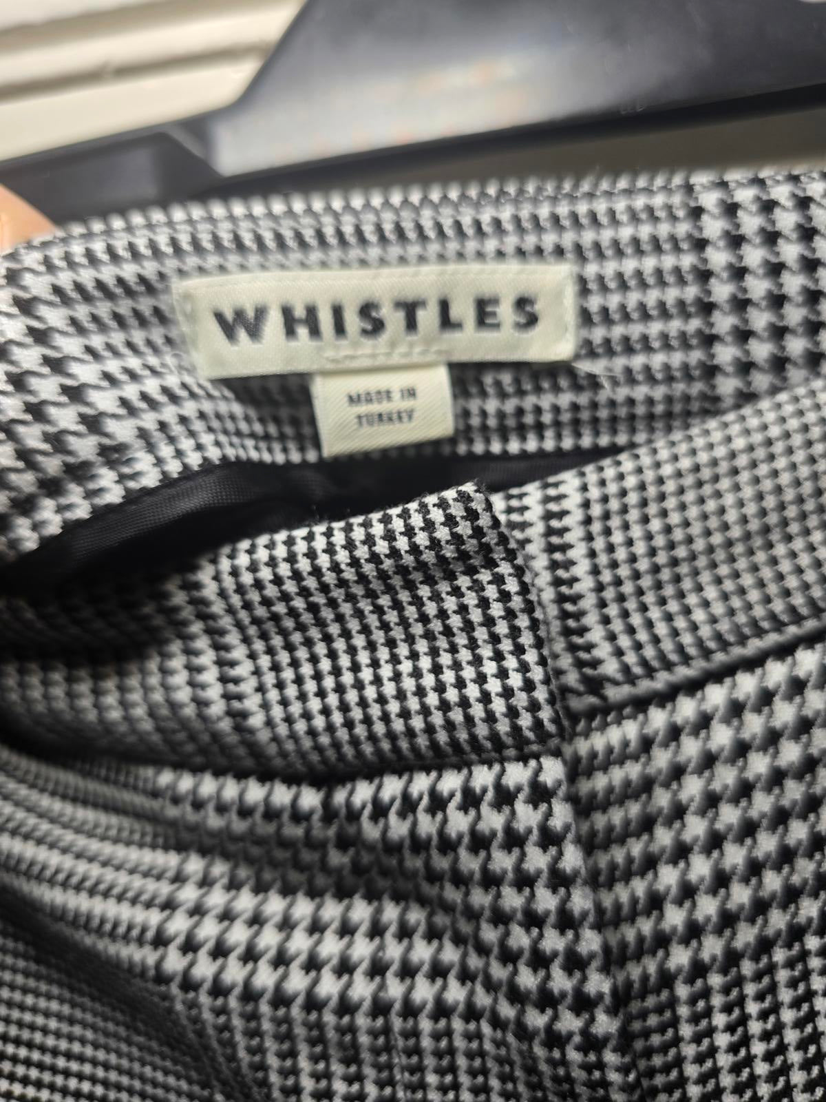 Whistles Houndstooth Check Wide Leg Cropped Trousers, Size 14, Monochrome