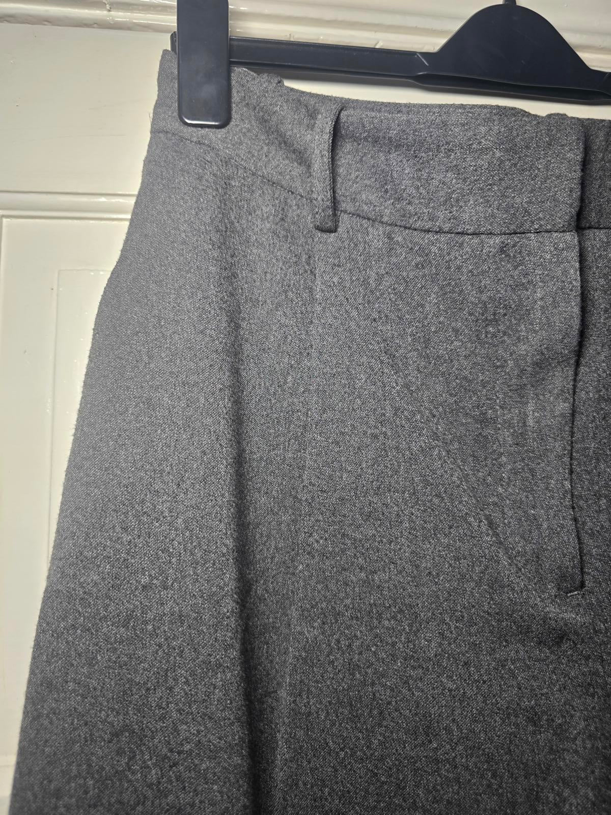 Zara High-Waisted Darted Straight-Leg Trousers, Grey Marl, Sold Out, Size L