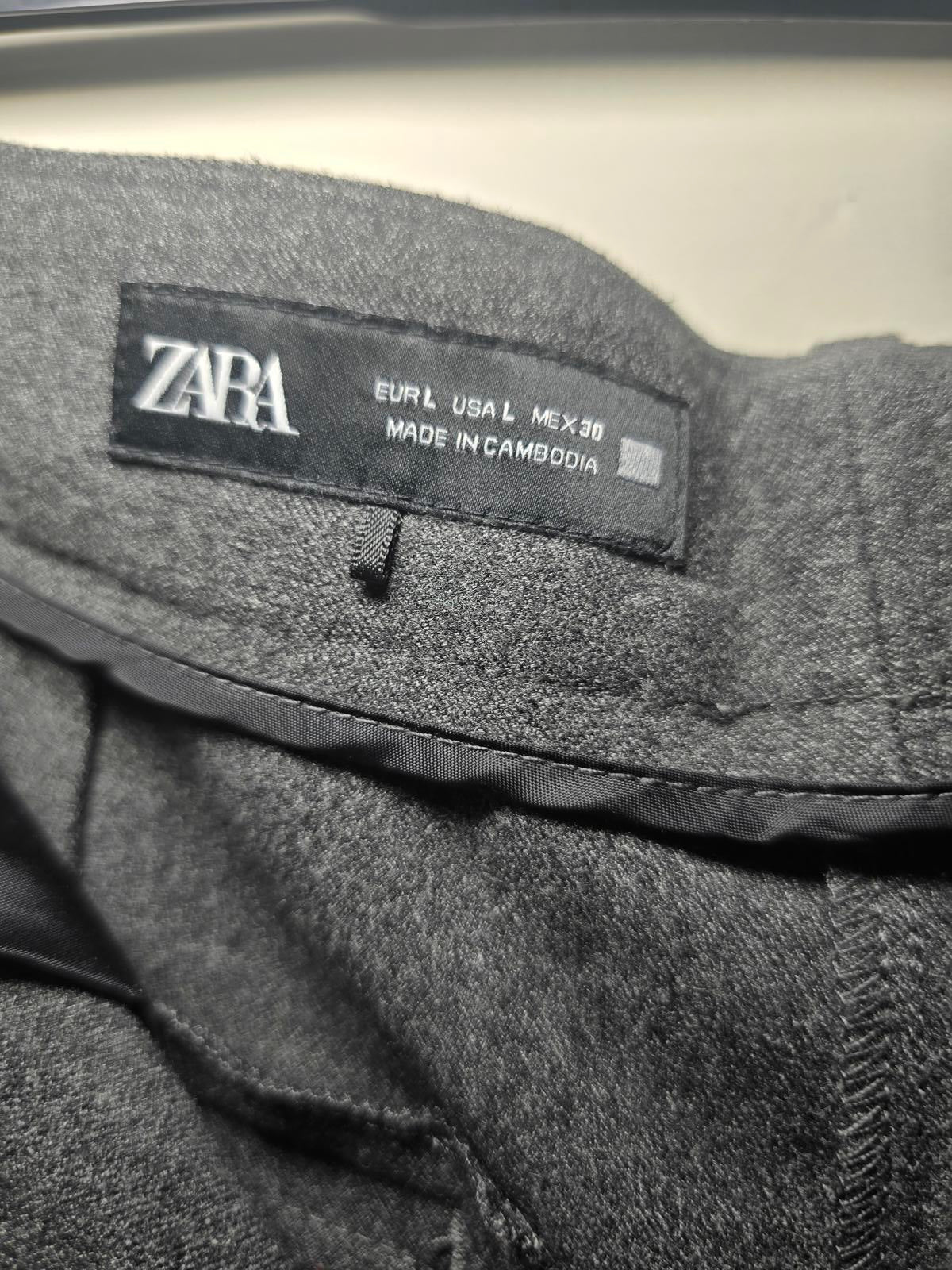 Zara High-Waisted Darted Straight-Leg Trousers, Grey Marl, Sold Out, Size L