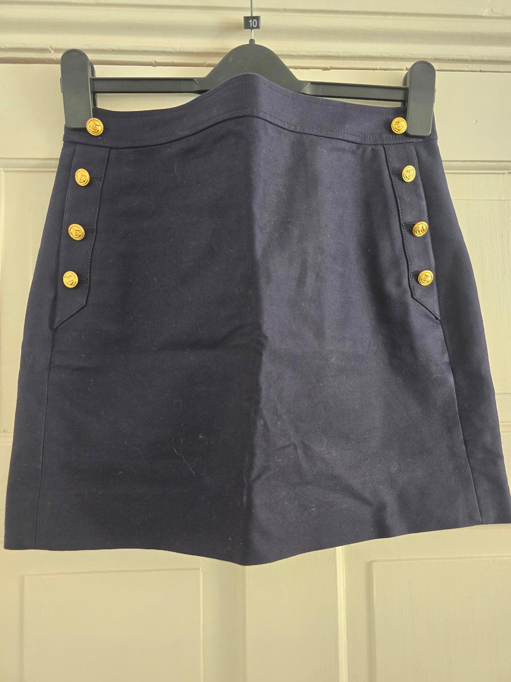 J.Crew Navy Blue Mini Skirt with Gold Buttons Size 2 (size 6/8)