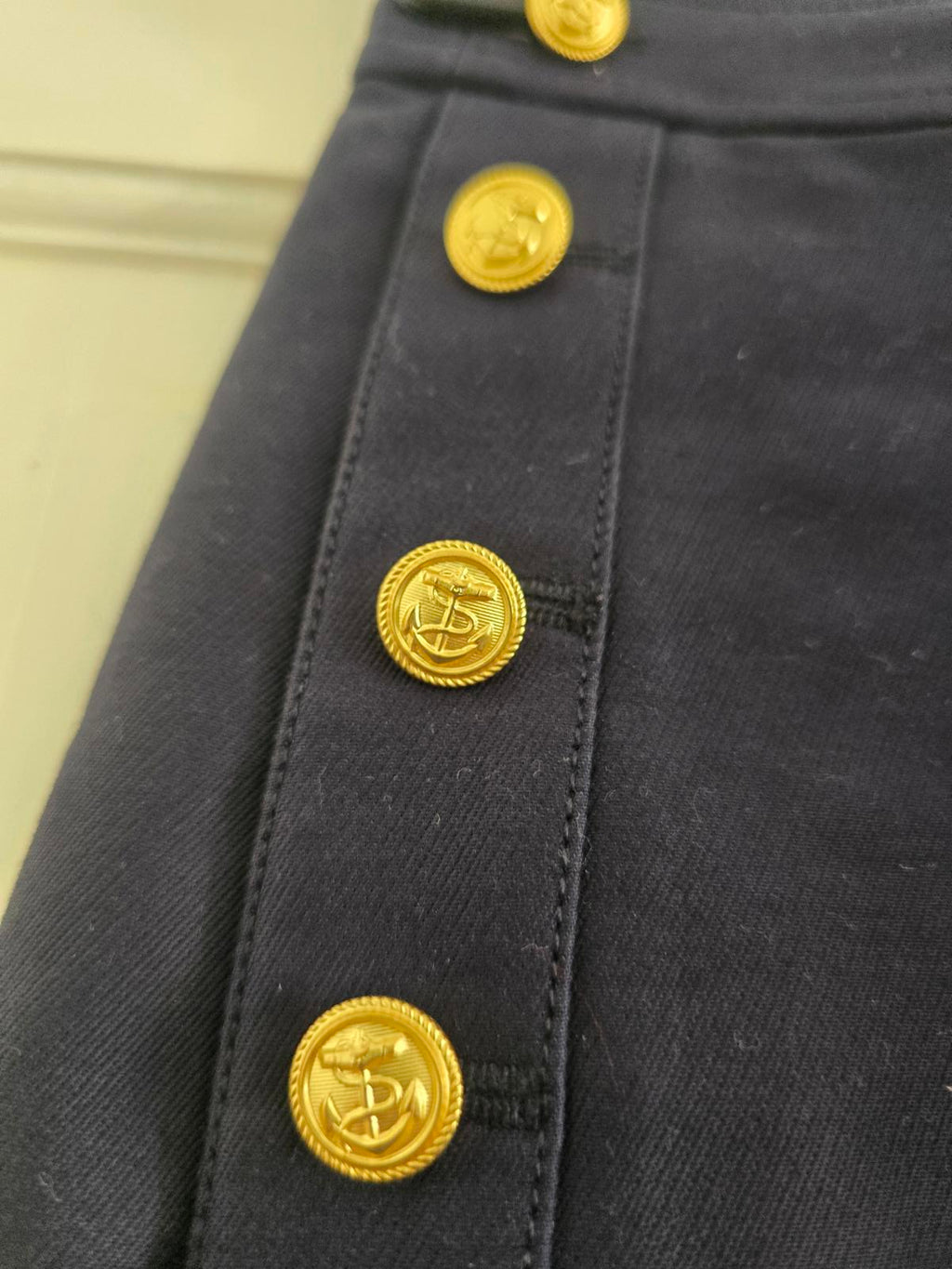 J.Crew Navy Blue Mini Skirt with Gold Buttons Size 2 (size 6/8)