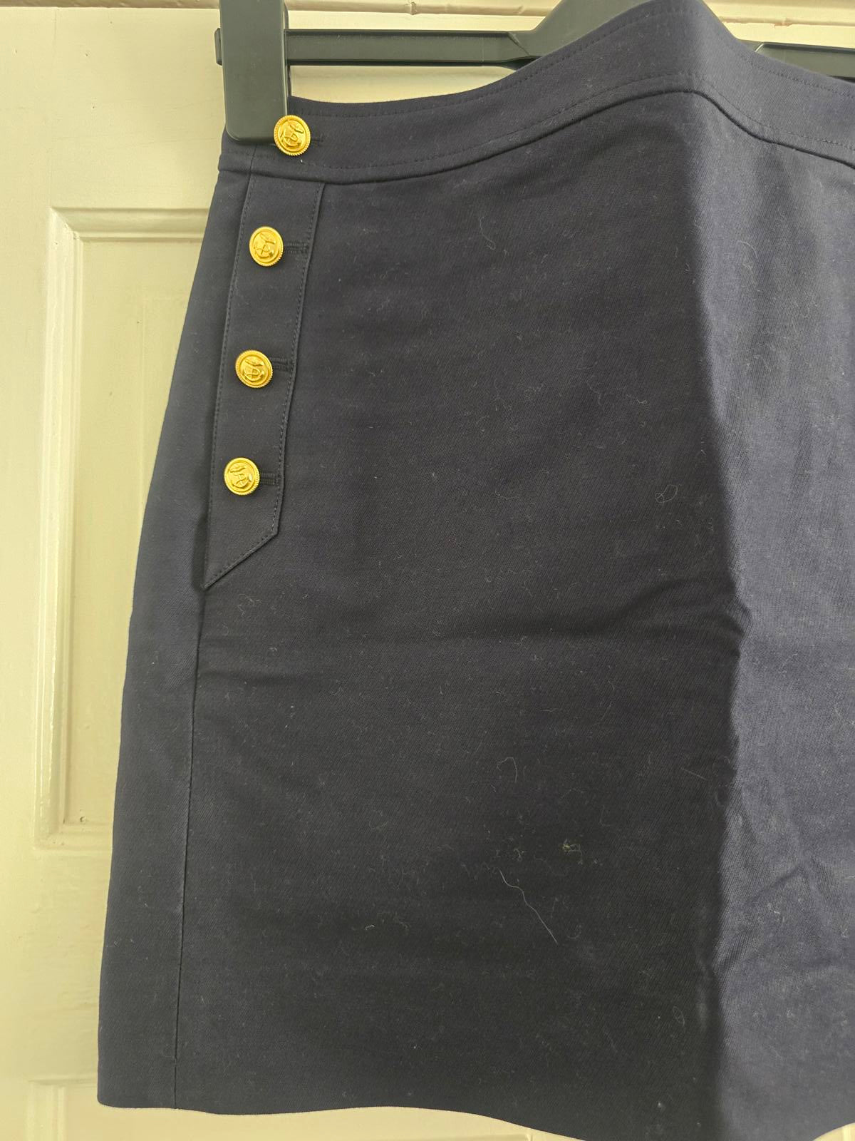 J.Crew Navy Blue Mini Skirt with Gold Buttons Size 2 (size 6/8)