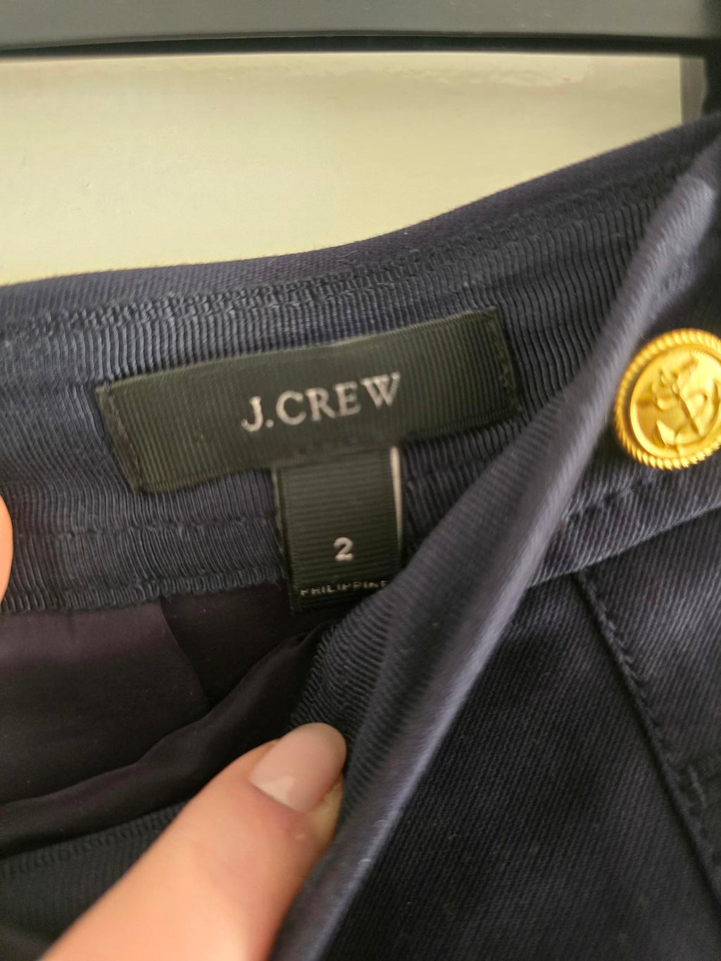 J.Crew Navy Blue Mini Skirt with Gold Buttons Size 2 (size 6/8)