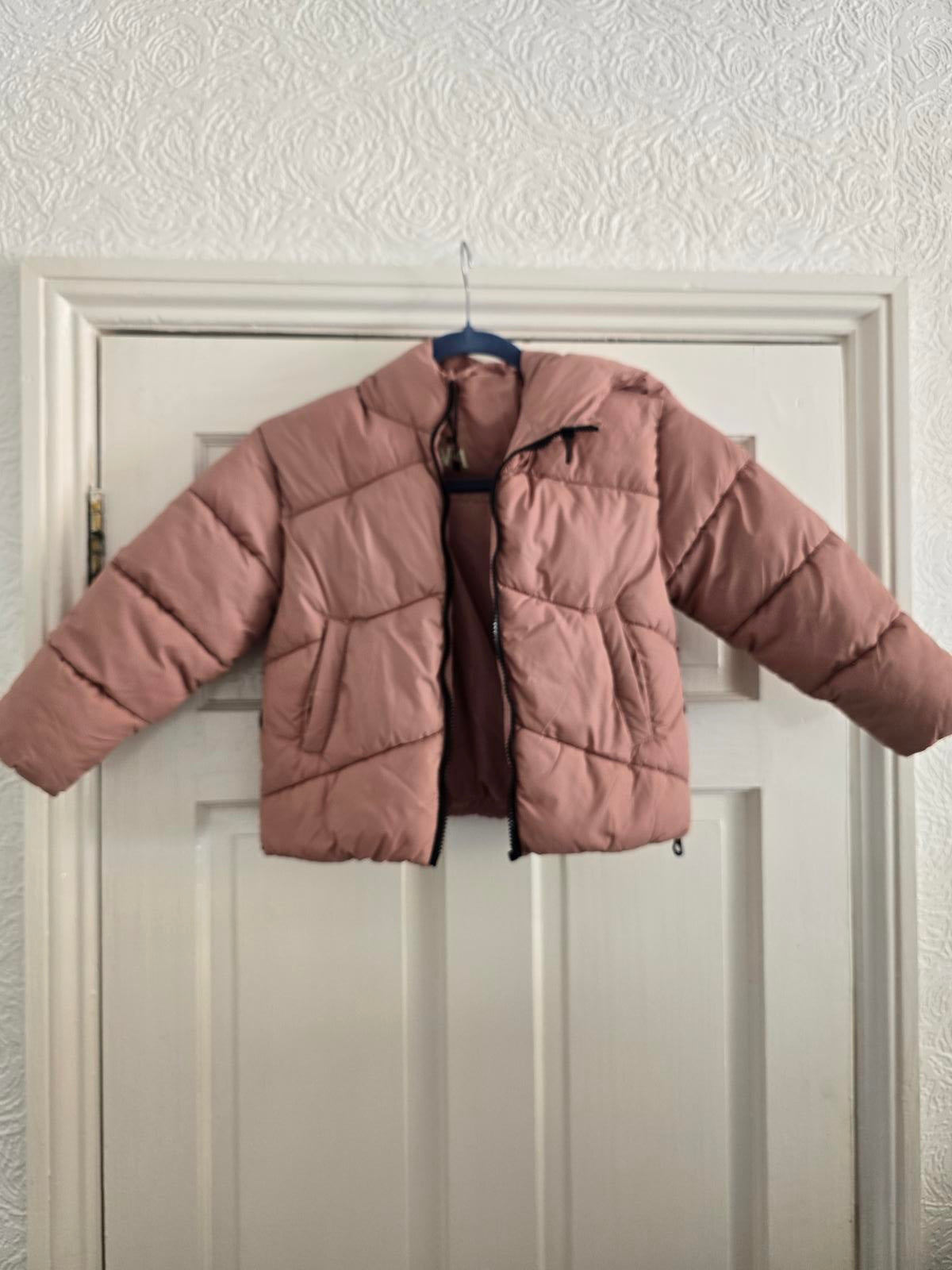 Zara Kids Pink Puffer Jacket with Hood, Age 7, Water resistant, hood