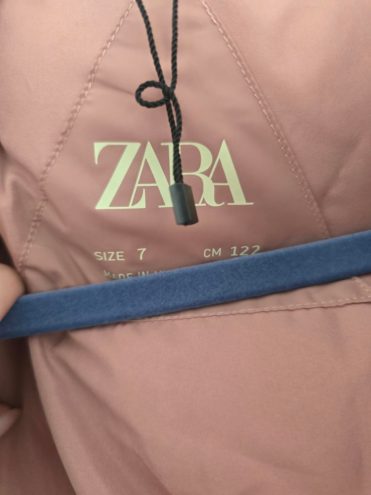 Zara Kids Pink Puffer Jacket with Hood, Age 7, Water resistant, hood