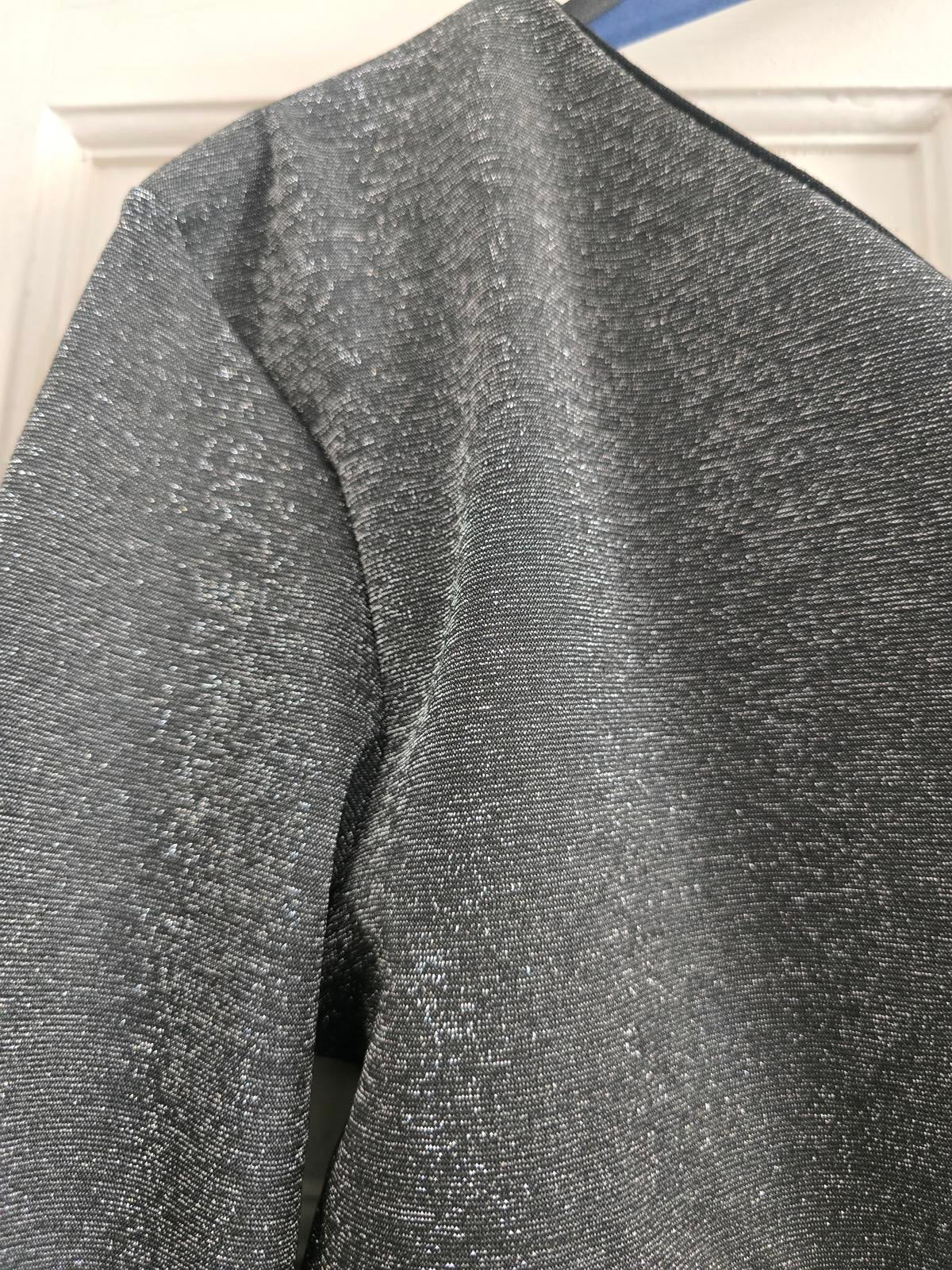 Warehouse Metallic Grey One-Shoulder Long Sleeve Bodycon Dress BNWT, 12, rrp £49