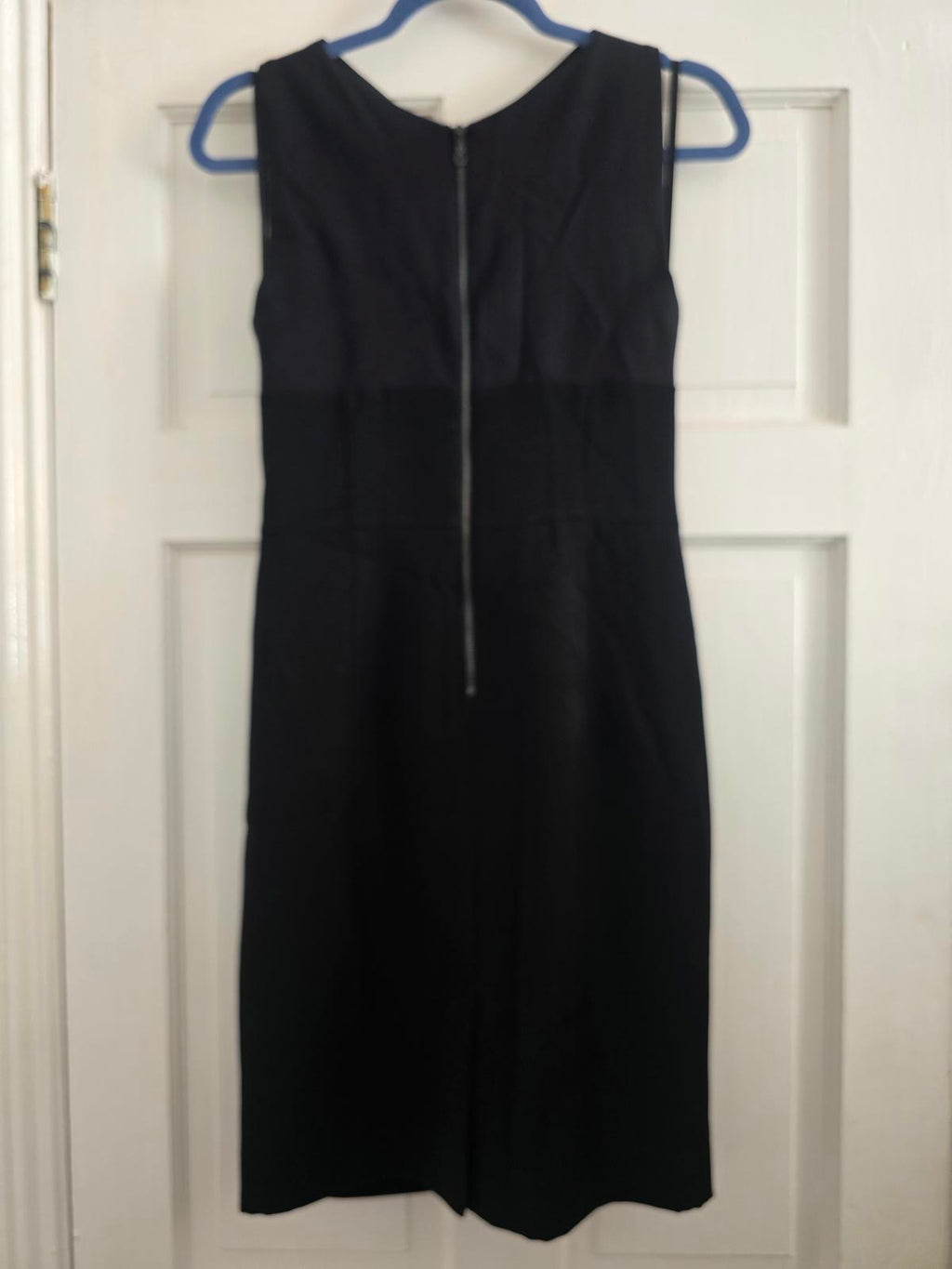 DKNY designer Black Sleeveless Dress, Cross Front Detail Keyhole & Back Zipper
