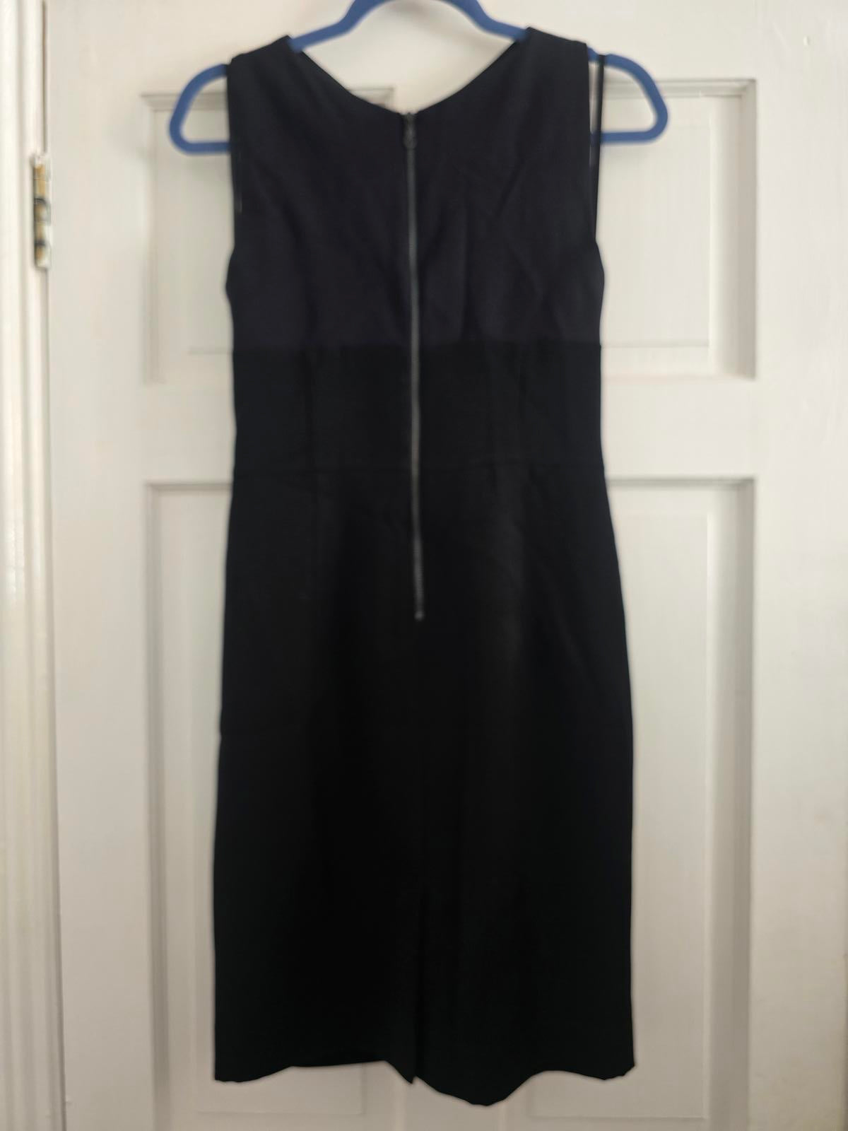 DKNY designer Black Sleeveless Dress, Cross Front Detail Keyhole & Back Zipper