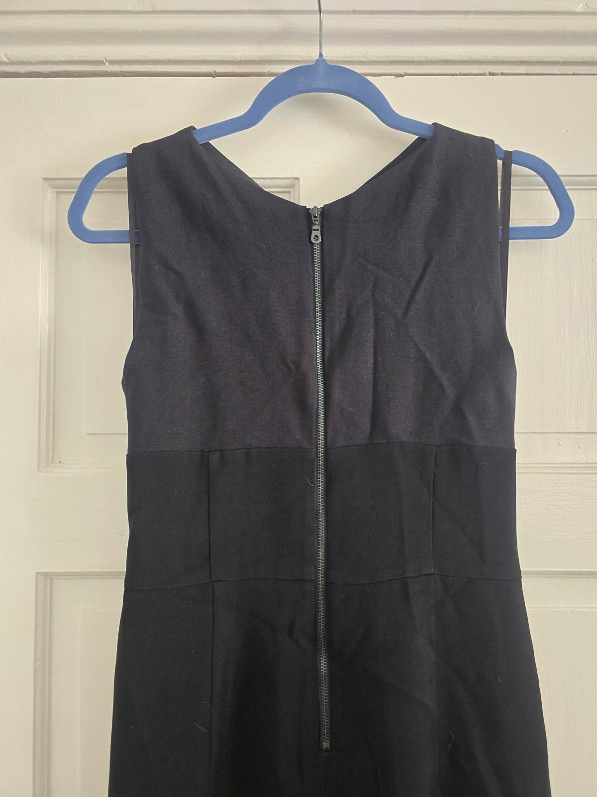DKNY designer Black Sleeveless Dress, Cross Front Detail Keyhole & Back Zipper