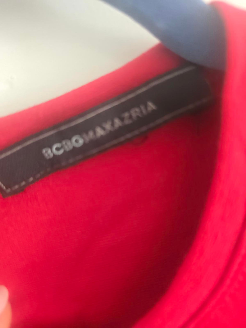BCBGMAXAZRIA Red Asymmetric Peplum Top, style Harlee, size XS 8/10