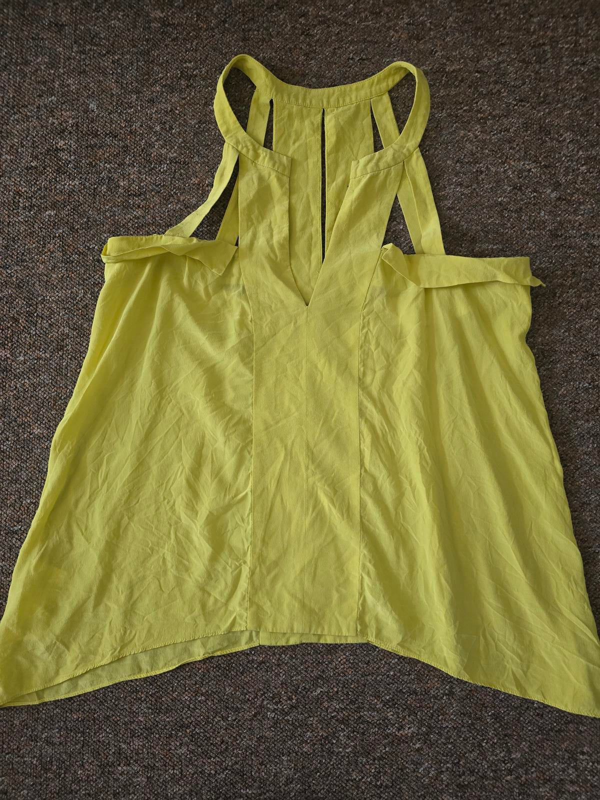 BCBGMAXAZRIA "Avalyn" 100% Silk Strapless Halter Top, loose fit, size 8/10
