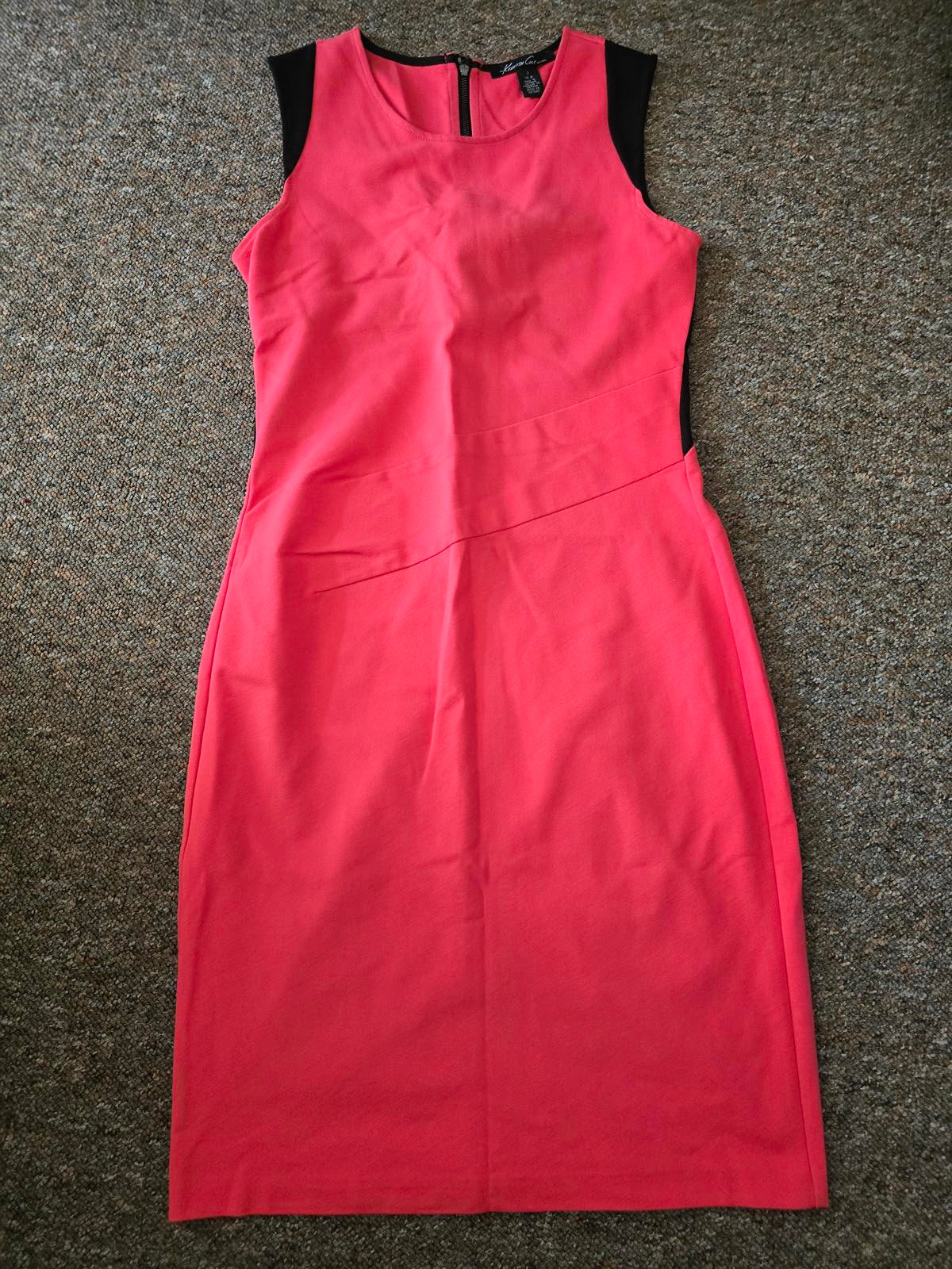 Kenneth Cole Pink Sleeveless Colour Block Bodycon Dress with Back Zip, size 6
