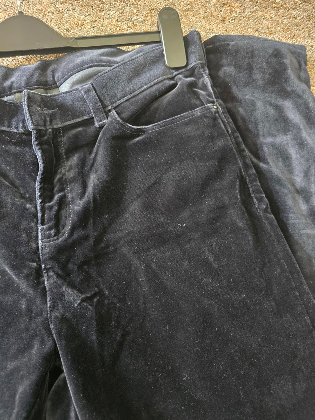 Emporio Armani Dark Navy Velvet 5-Pocket Jeans, size 31, luxury, designer denim