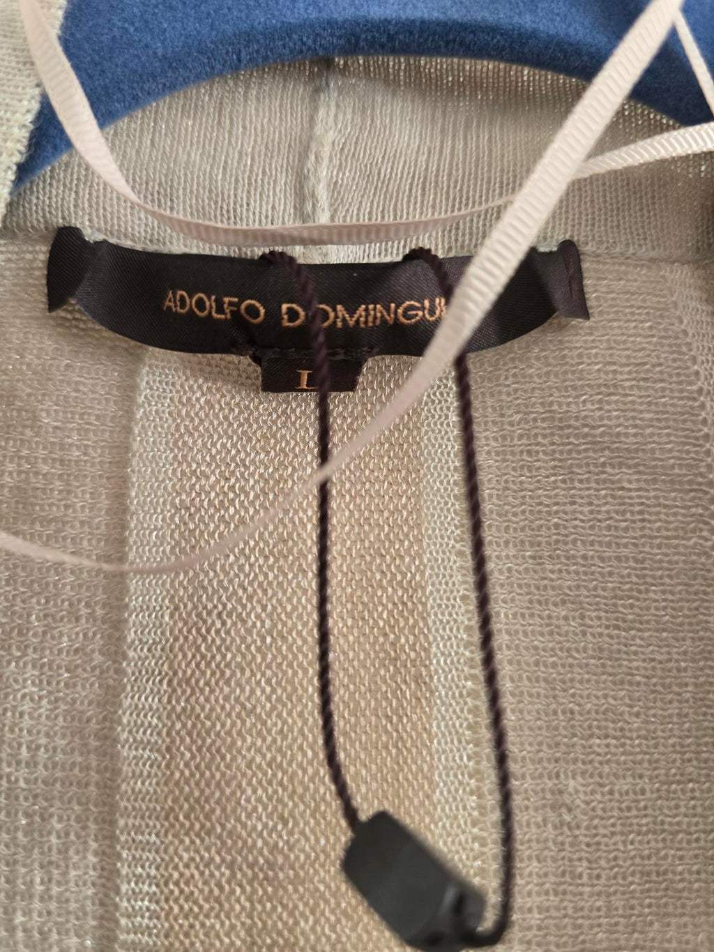 Adolfo Dominguez Lightweight Beige Cream Striped Knit Cardigan Belt, rrp £120 L