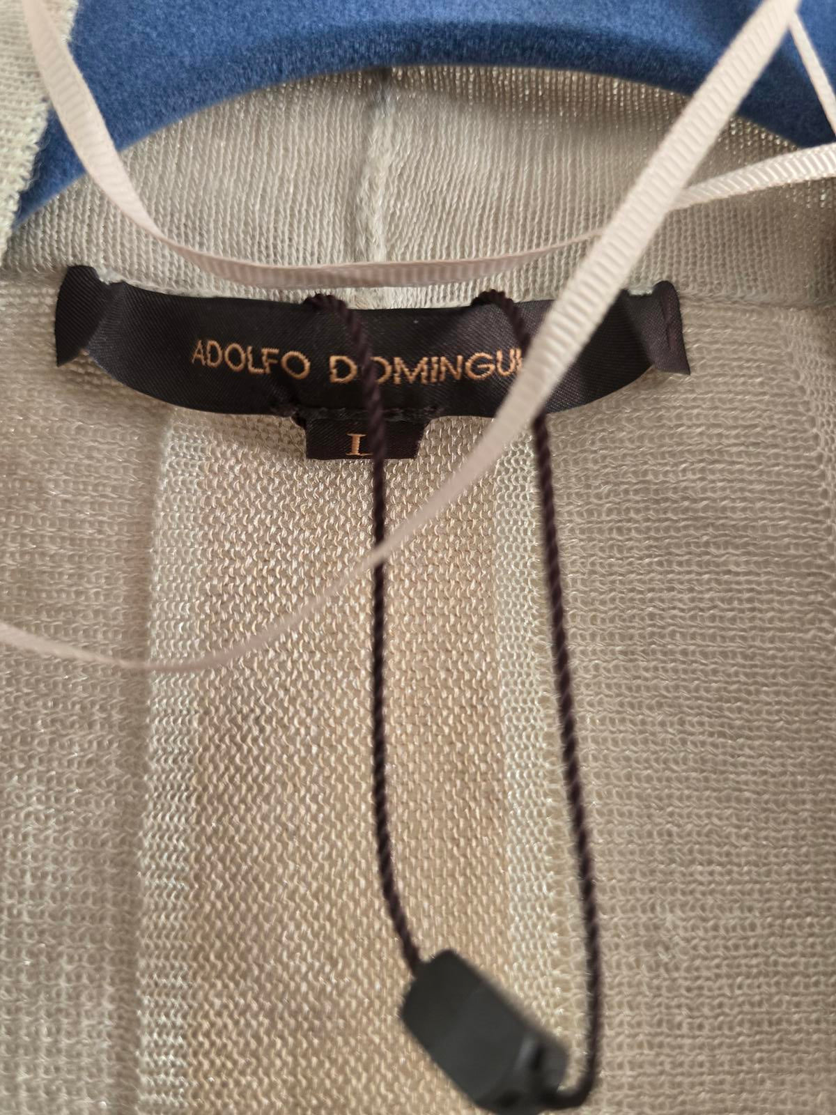 Adolfo Dominguez Lightweight Beige Cream Striped Knit Cardigan Belt, rrp £120 L