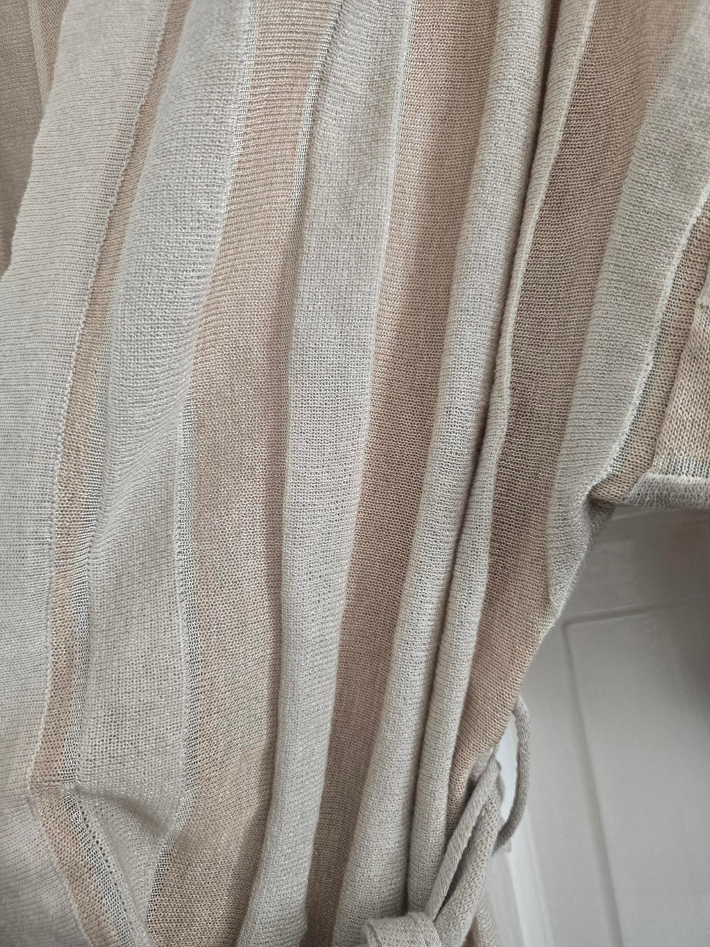 Adolfo Dominguez Lightweight Beige Cream Striped Knit Cardigan Belt, rrp £120 L
