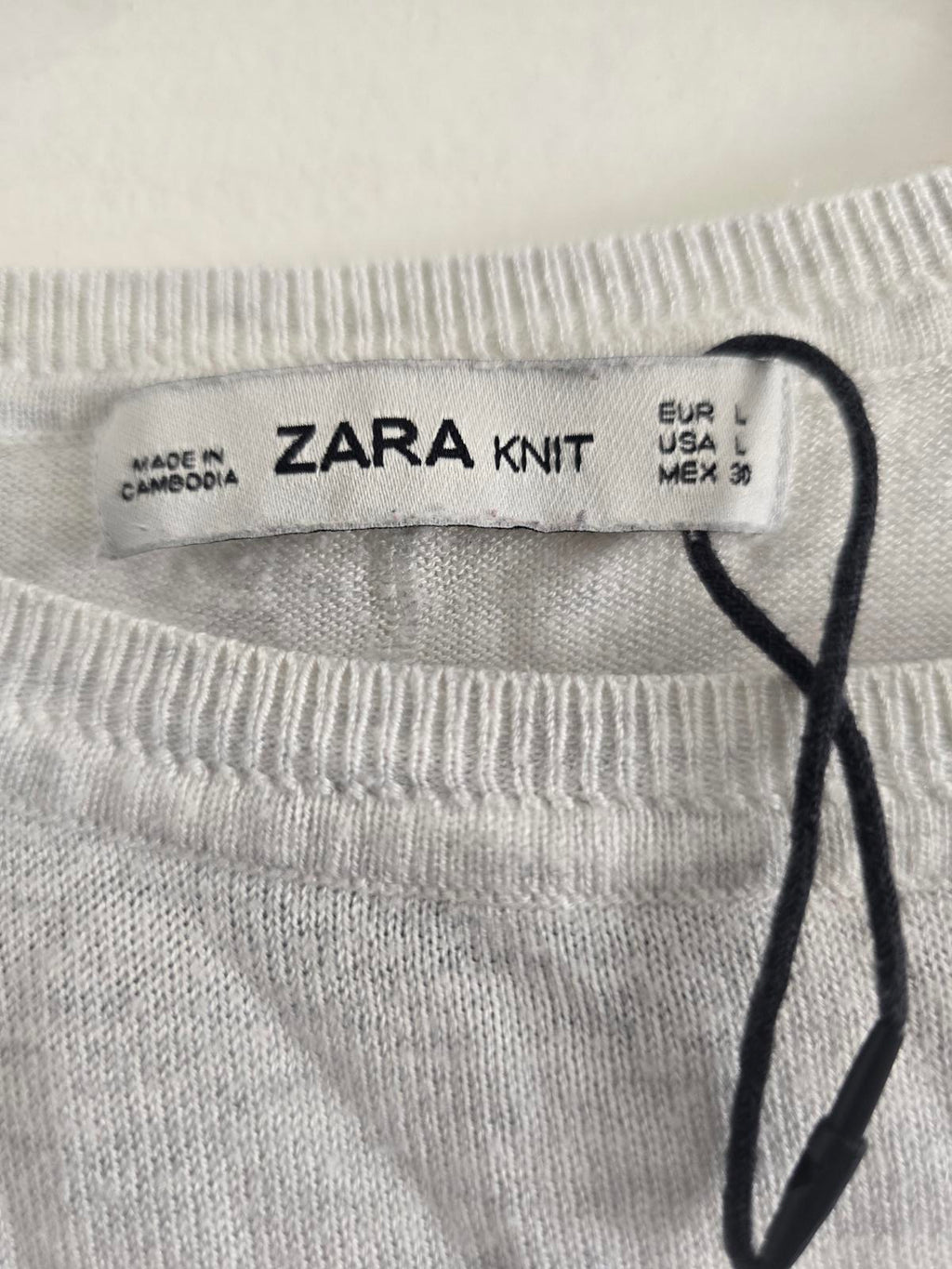 Zara Light Grey Marl thin Knit Sweater with Side Slits, size L