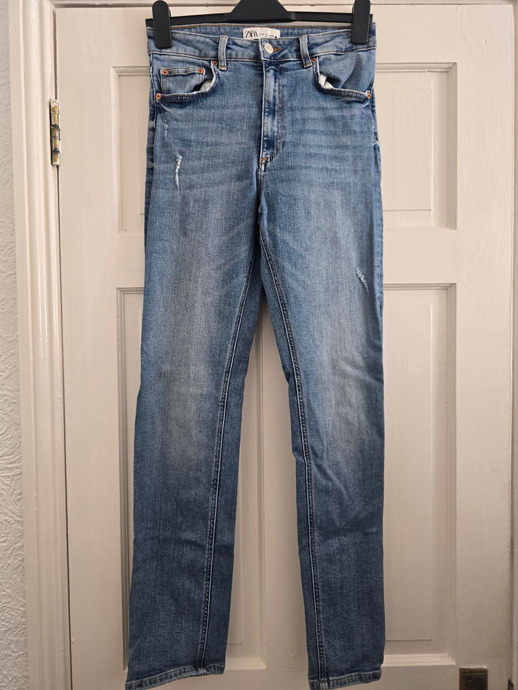 Zara The HW Slim Full Length Light Blue Denim Jeans, size 10