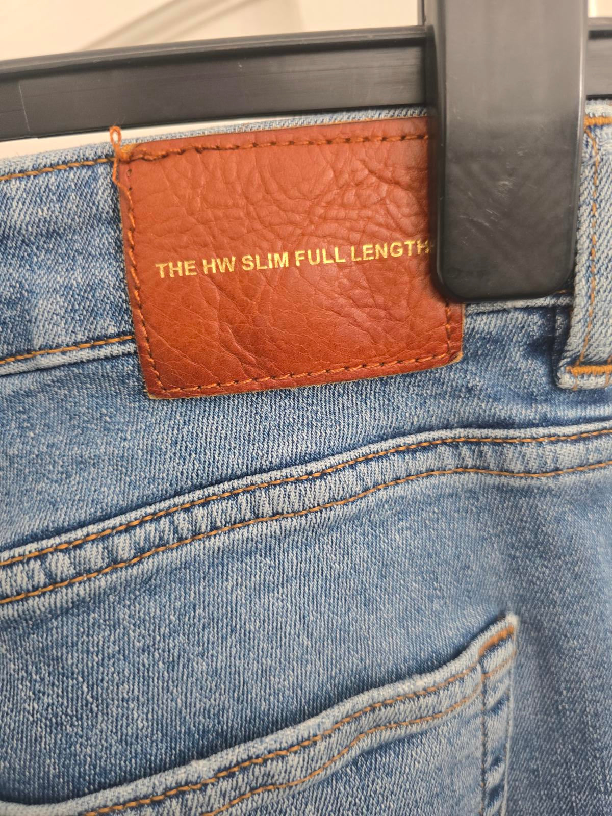 Zara The HW Slim Full Length Light Blue Denim Jeans, size 10