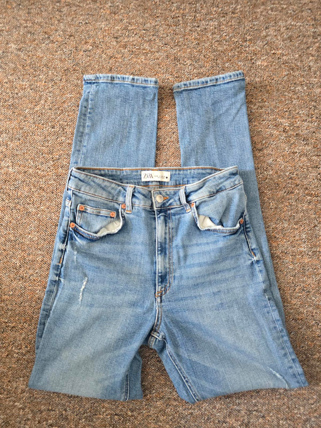 Zara The HW Slim Full Length Light Blue Denim Jeans, size 10