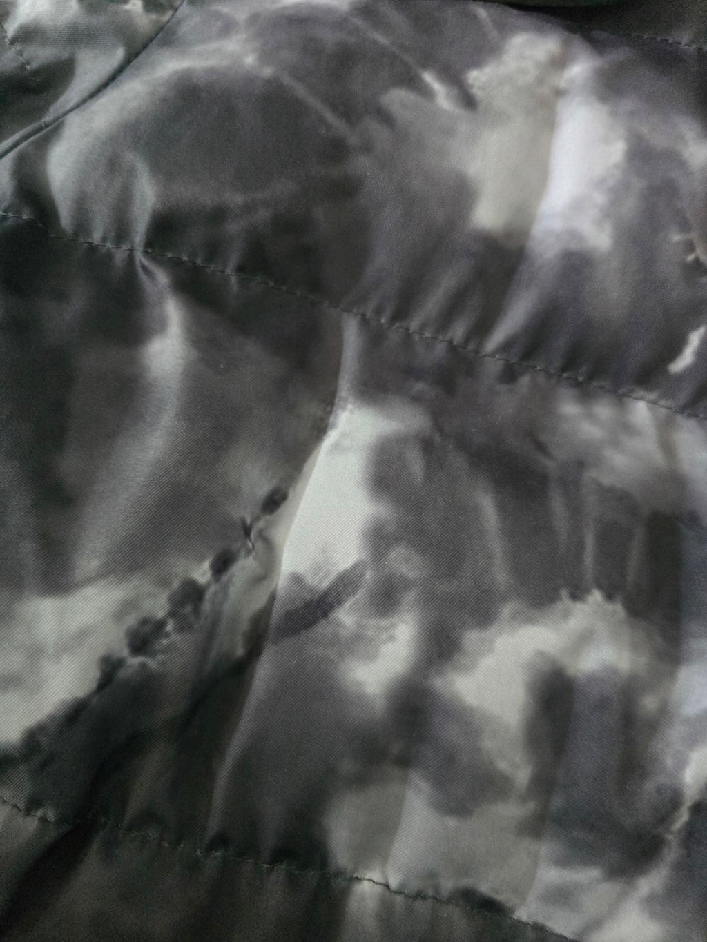 A.M. London Women's Puffer Jacket with Hood, Size 14, tie dye print, streetwear