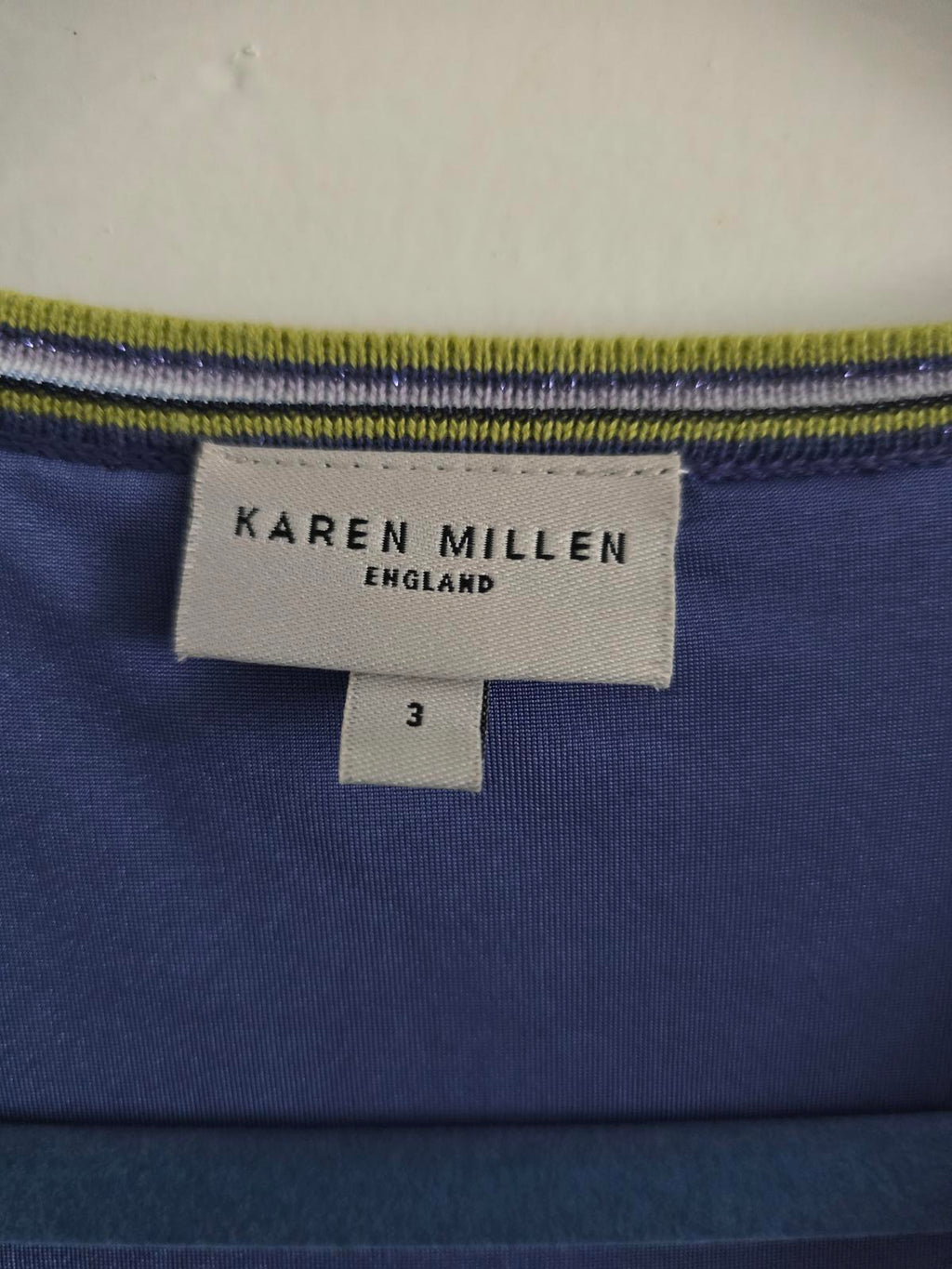 Karen Millen Thin Knitted Patterned Wrap Dress with Ruffle Trim, size 12/14