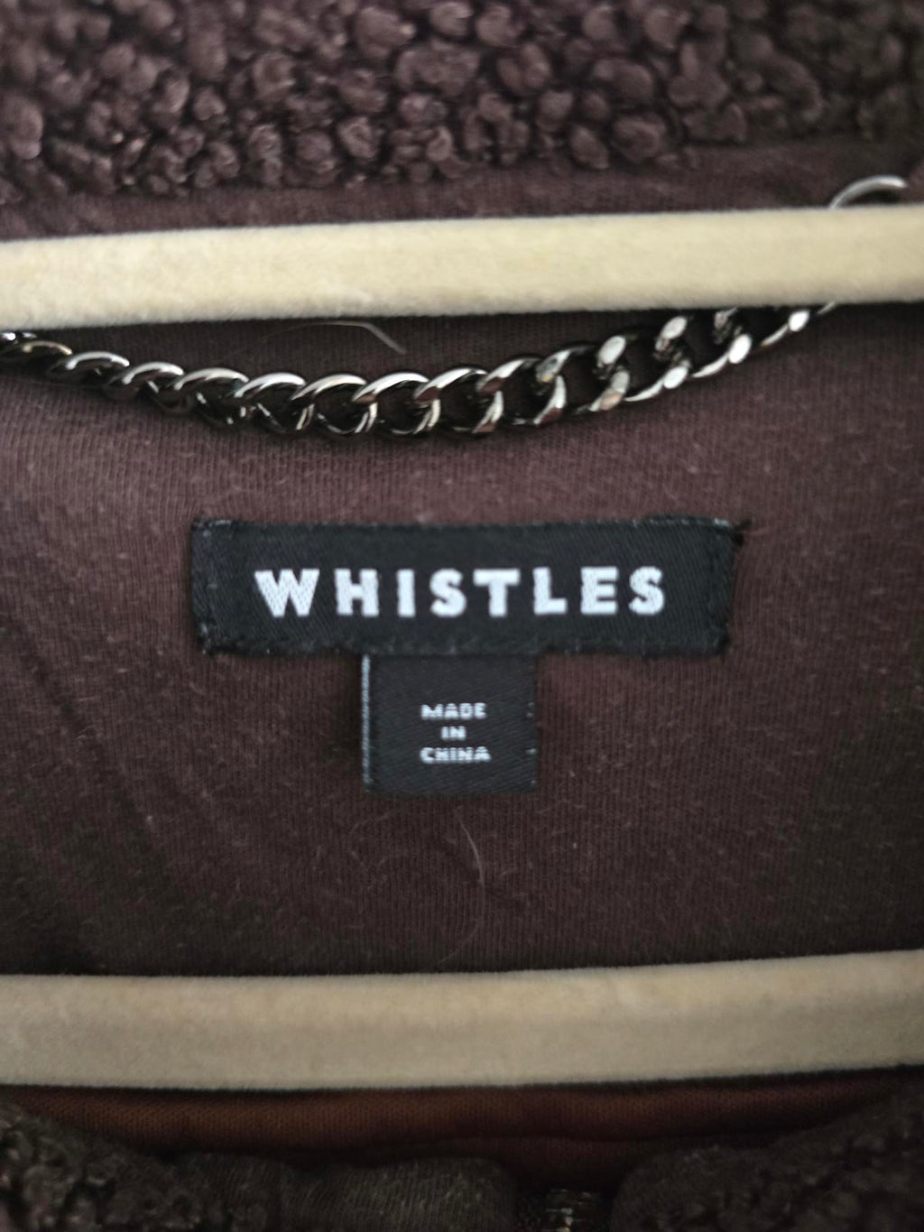 Whistles Marlene Brown Fleece Pullover with Half-Zip, size L, current stock